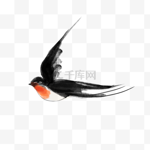 水墨飞燕黑色燕子动物鸟类图片