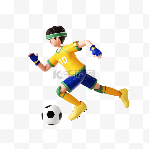 世界杯足球杯3D立体运动员人物踢足球图片