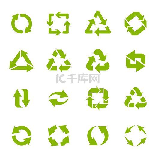 循环箭头垃圾圆形三角形和方形回收图标生态保护元素和回收生态标志矢量隔离图标集废物处理替代方案可持续资源利用循环箭头垃圾循环回收图标环保环保图片