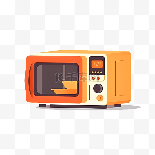 卡通扁平手绘电器橙色烤箱微波炉图片