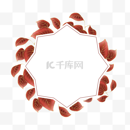 光效金线婚礼红色花卉边框图片