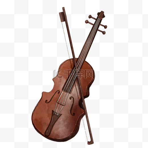 水彩小提琴弹奏音符图片