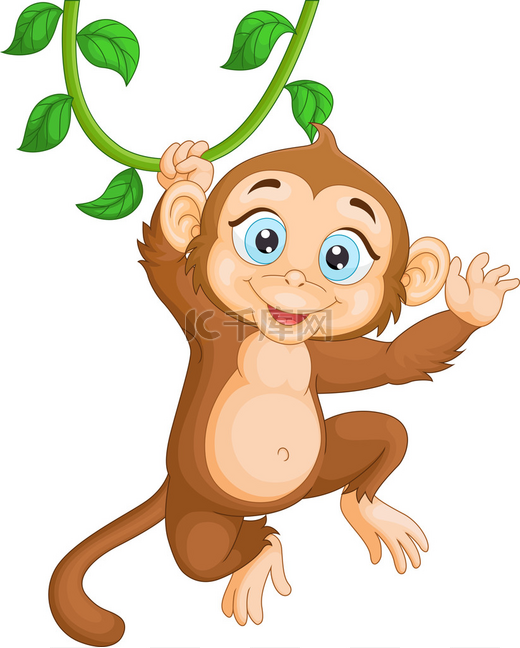 卡通快乐的猴子挂图片