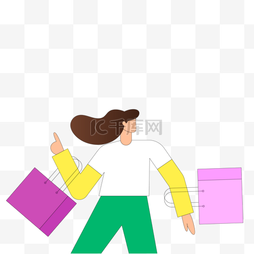 双十一购物节女子挎着手提包图片