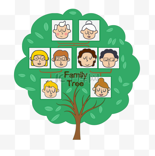 家庭树家谱人物关系绿色的大树图片