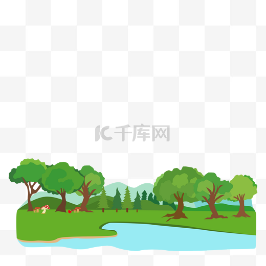 卡通绿色森林植物景观图片