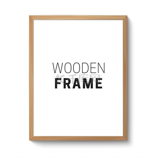 木框架模板白色隔离的逼真垂直相框木制相框图片