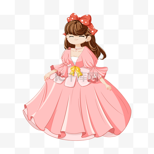 穿粉色裙子戴蝴蝶结的公主图片