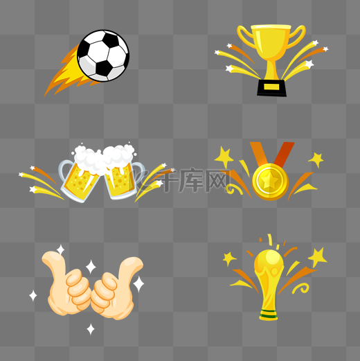 世界杯装饰图标足球奖杯图片
