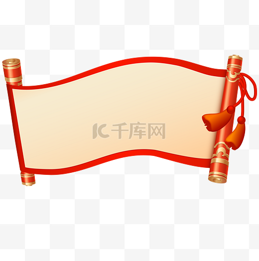新年中国风立体卷轴流苏边框图片