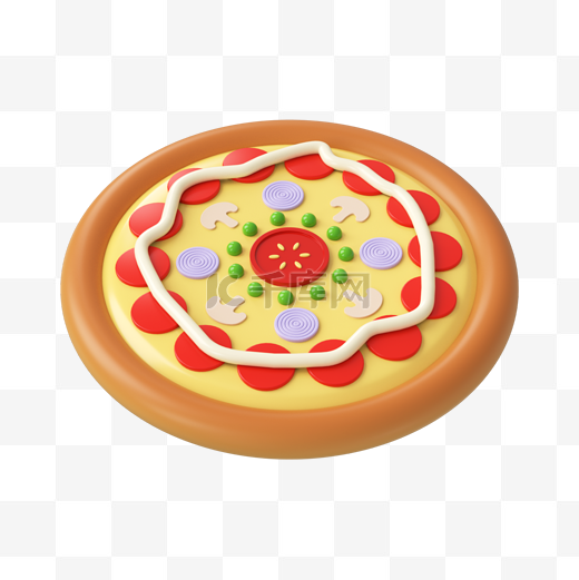3DC4D立体美食火腿披萨图片