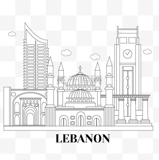 黎巴嫩天际线城市建筑线条图片