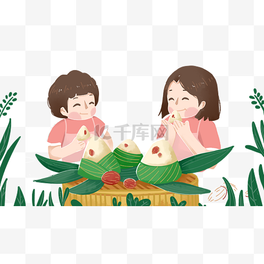 端午节家人吃粽子图片