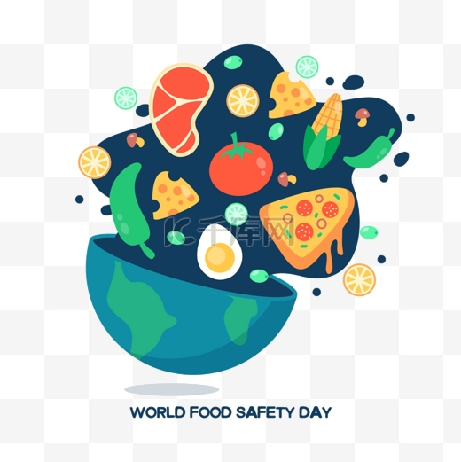 世界食品安全日卡通碗里的美食图片