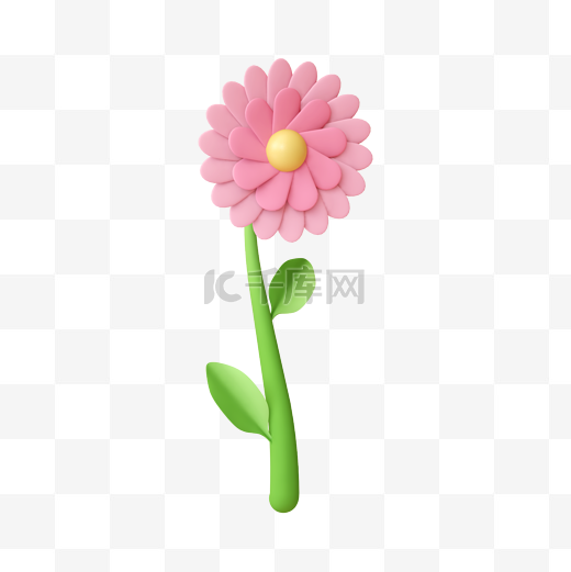 粉色C4D立体唯美剪纸花植物图片