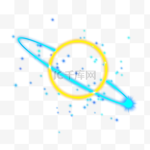 霓虹宇宙飞船黄色星球蓝色微星图片