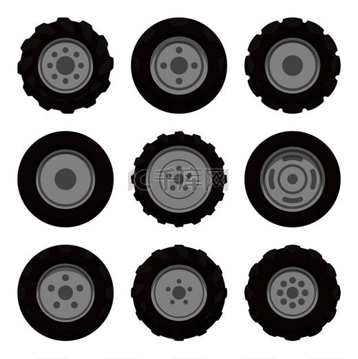 轮胎服务卡通风格的矢量标志一套用于更换的新车轮镶嵌光滑的轮胎适用于冬季和夏季工作主题独立轮胎服务矢量标志卡通风格图片