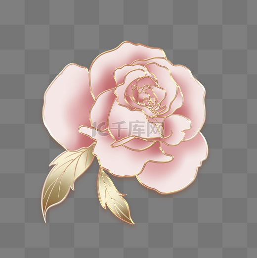 色立体浮雕花朵植物粉色玫瑰花图片