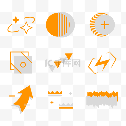 橙色简约百搭单色几何图形合集图片