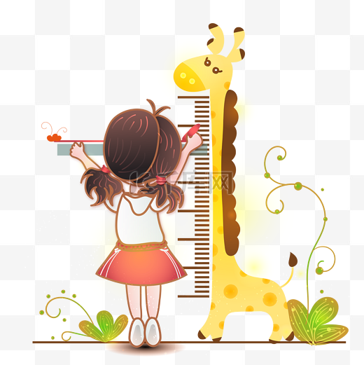 测量身高可爱小女孩小鹿图片