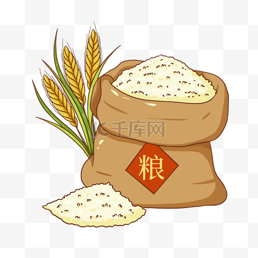 丰收粮食米袋麦穗图片