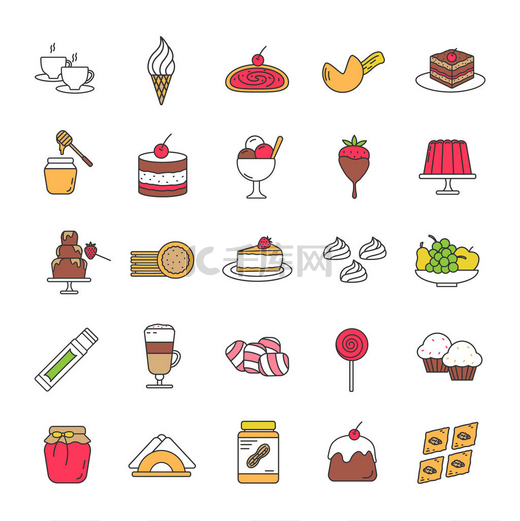 糖果颜色图标设置: 糖果, 蛋糕, 热饮料, 甜点图片
