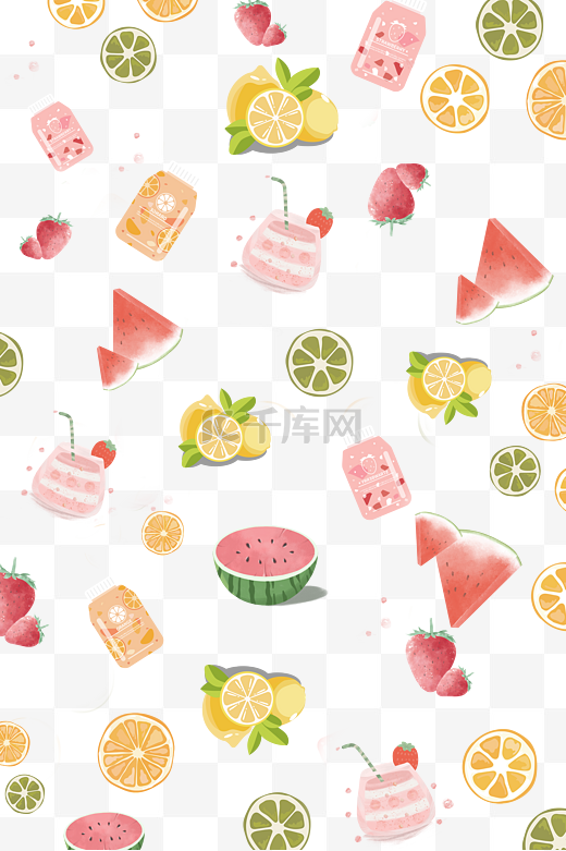 夏季夏天水果清新底纹图片