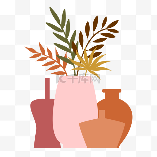 波西米亚极简主义花瓶插图不同形状花瓶图片