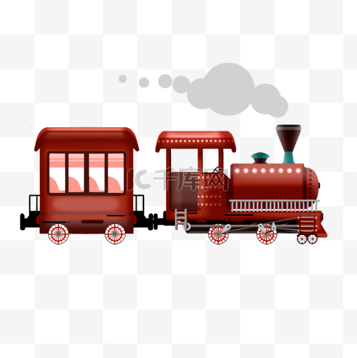 复古红色长途旅行蒸汽火车图片
