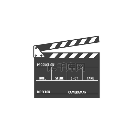 拍板隔离膜制作台单色图标矢量电影拍摄工具包括场景和镜头编号导演和摄影师电影院隔板场景和动作板电影制作拍板隔离桌面图标图片