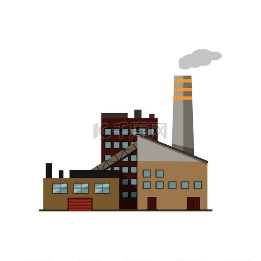 工业制造业建筑图标生产石油和天然气金属和橡胶能源和电力的工厂制造烟雾和空气污染的核制造站破坏自然矢量白色隔离的工业制造厂建筑图片