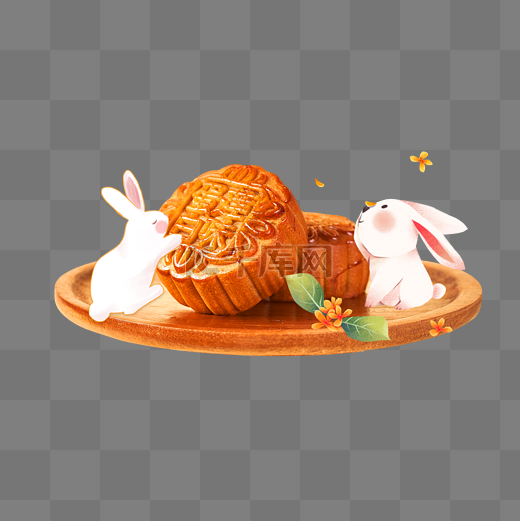 中秋中秋节玉兔月饼创意合成图片