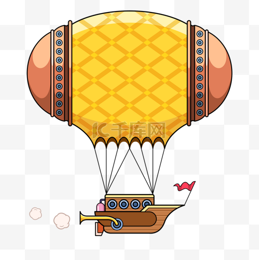 蒸汽热气球卡通黄色图片