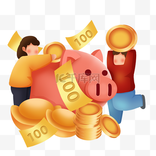 微立体金融小猪钱罐塞钱存钱图片