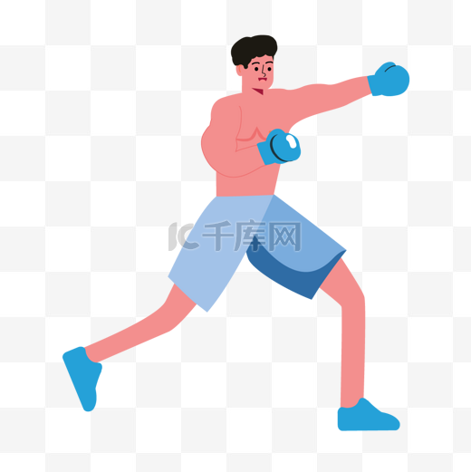 拳击运动蓝色短裤人物插画图片
