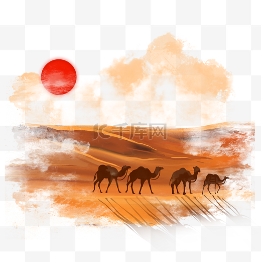 沙漠骆驼之路图片