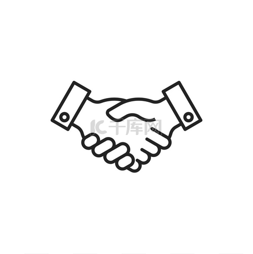 握手线性图标孤立的协议标志矢量勾勒商业伙伴关系的象征尊重和友谊合作和团队合作商人关系伙伴握手合作伙伴握手孤立轮廓握手图片