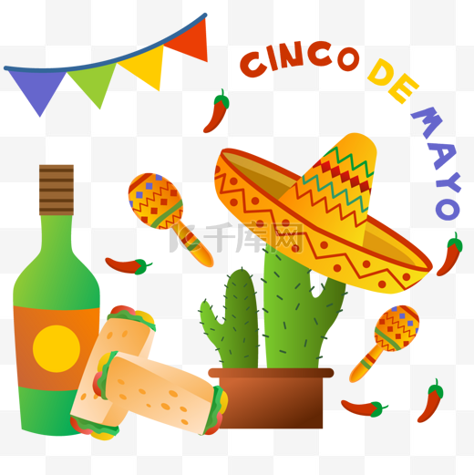 热烈地庆祝墨西哥Cinco de Mayo节图片