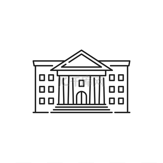 法院支柱孤立的最高法院孤立的细线图标矢量法律服务大楼银行门面政府机构庭院砖砌公共住宅有高柱和入口最高法院大楼带柱子的法院图片