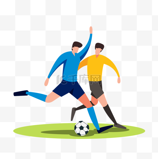 两个足球运动员踢球运动比赛插画图片