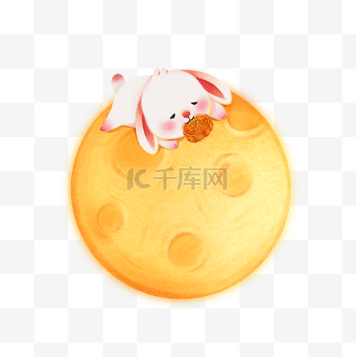 中秋中秋节吃月饼玉兔图片