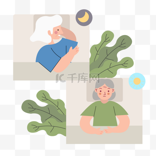 老人绿色植物背景装饰图片