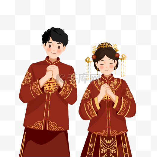 中式新婚夫妻图片