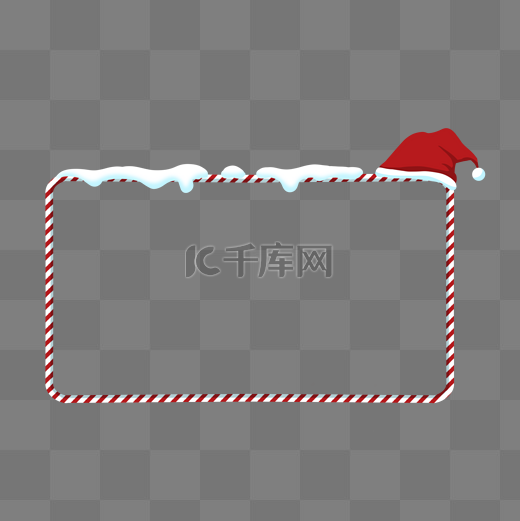 圣诞节圣诞帽积雪边框图片