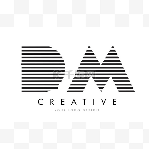 Dm D M 斑马字母标志设计有黑色和白色的条纹图片