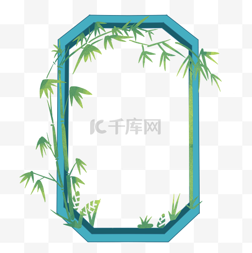中国风工笔竹子花鸟边框古风窗户方形竖图框图片