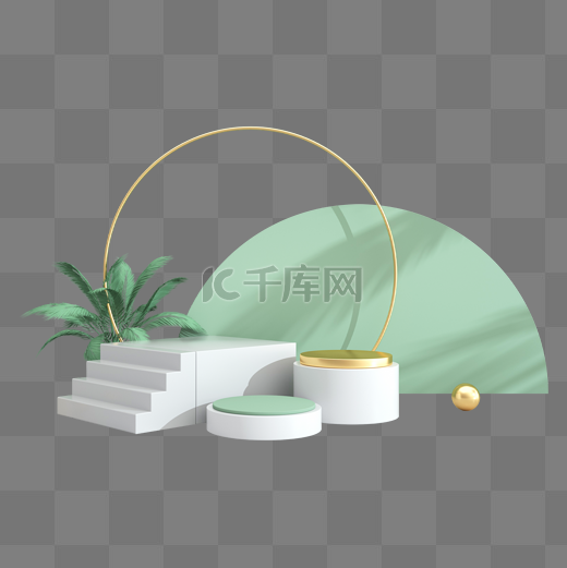 简约绿色几何清新c4d图片