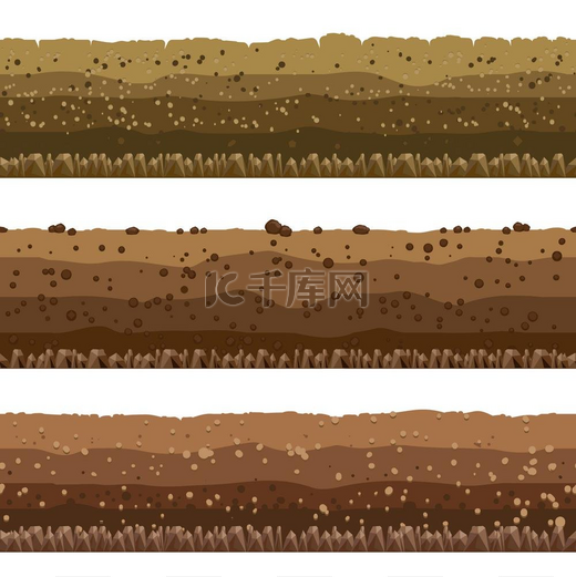 土层设置土层无缝地下地表含岩石的污垢层或层状粘土矢量图图片