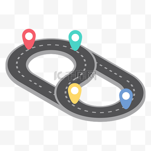 立体跑道旅行路线导航公路8字型环状图片