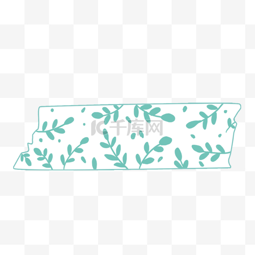 胶带可爱贴纸绿色树叶花纹图片